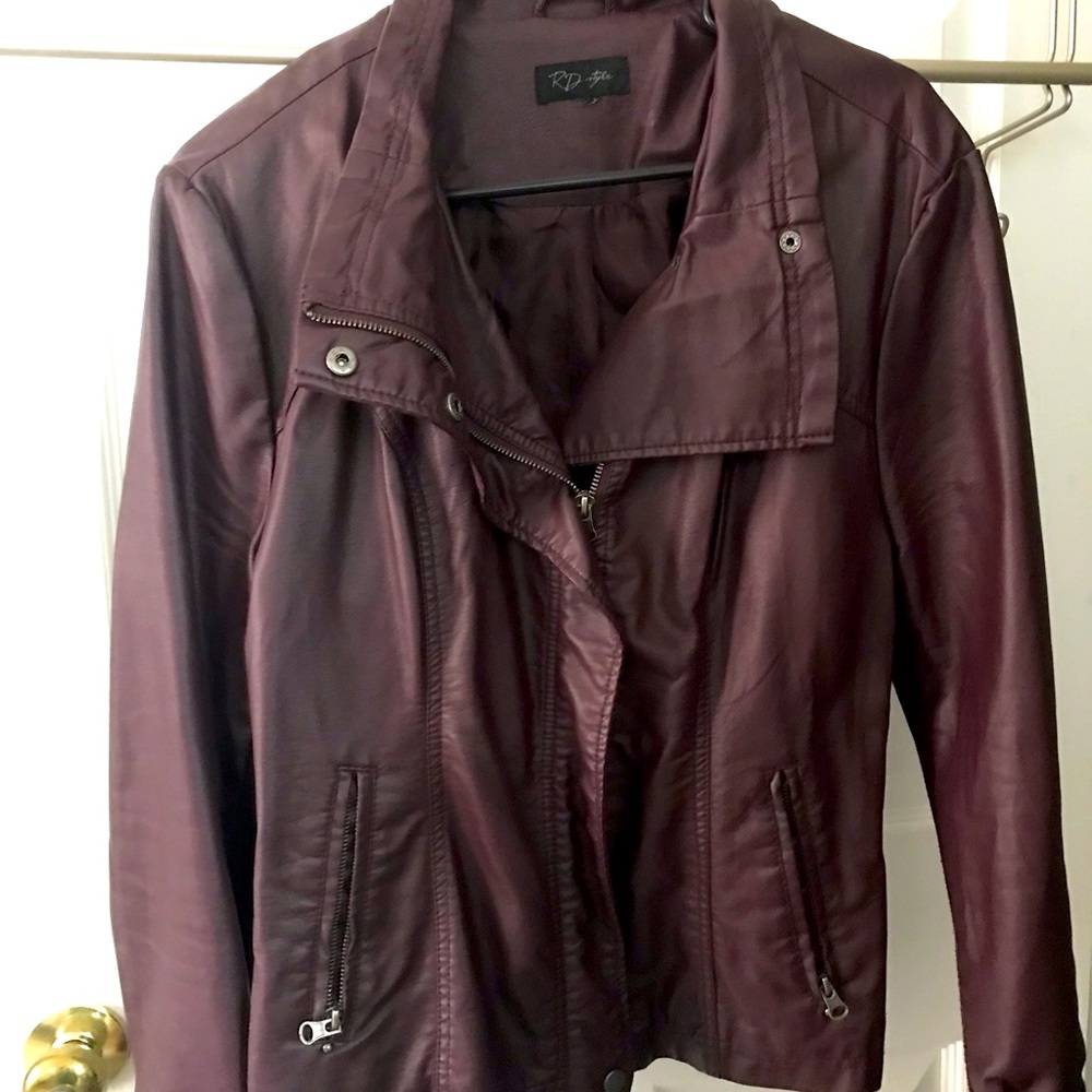 MAROON MOTO!  hip pleather and stretch cotton.